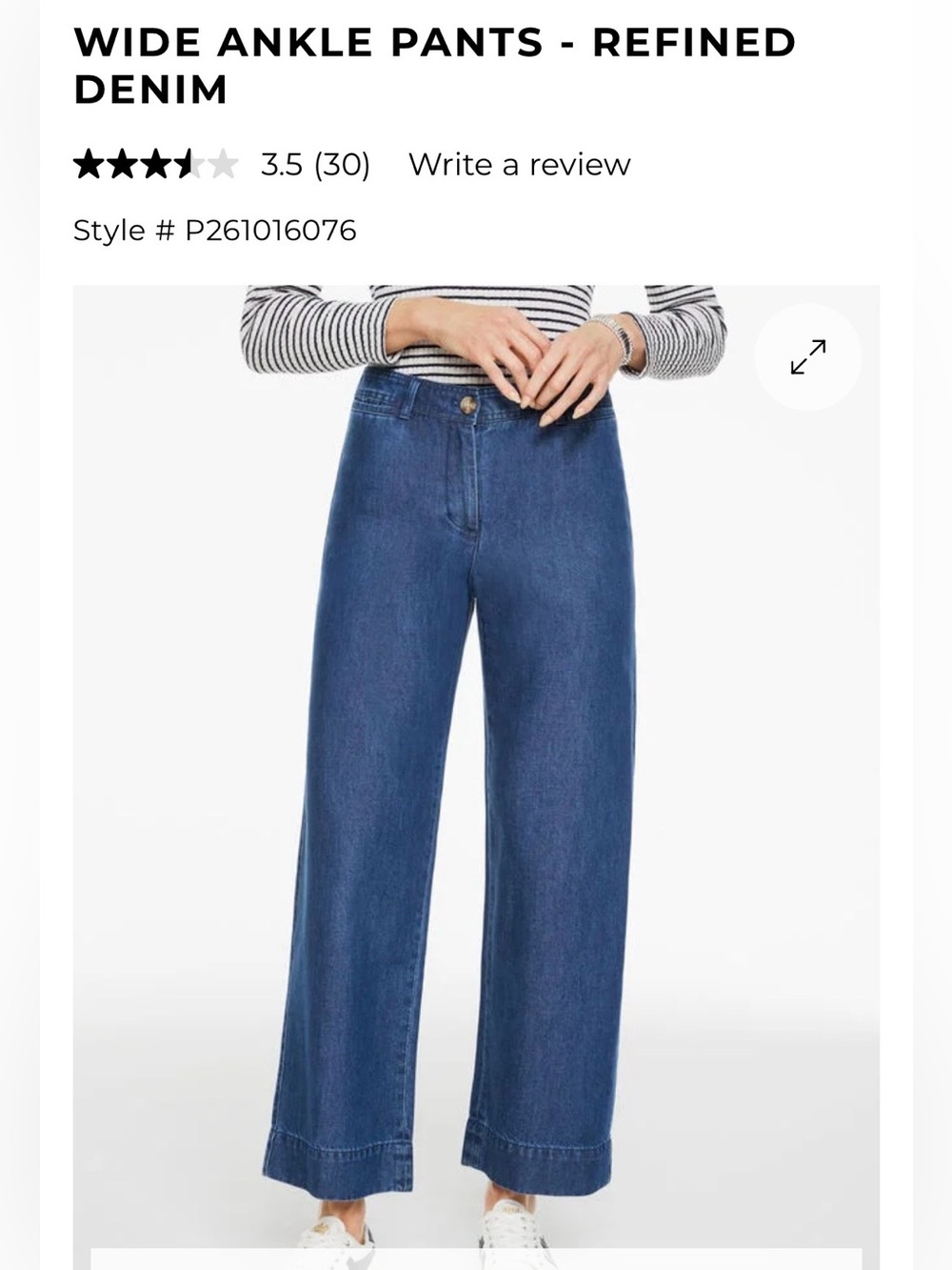 Talbots Wide Leg Ankle Length Women's Jeans in Medium-to-Dark Wash. SIZE 2